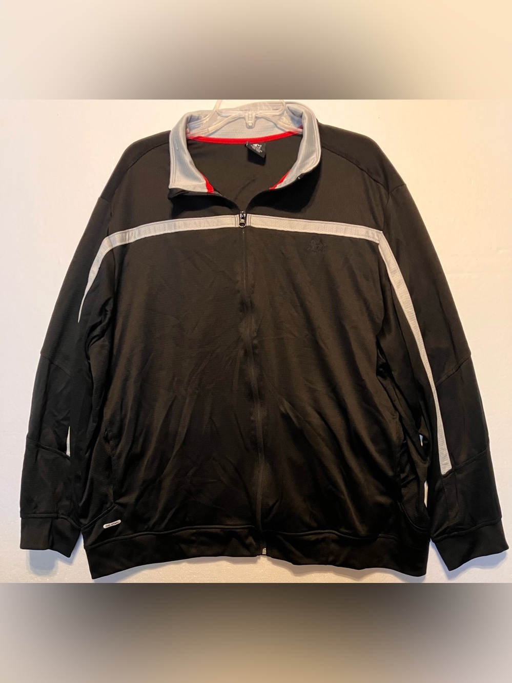 STARTER 2XL Black Performance Track Jacket with Gray Accents